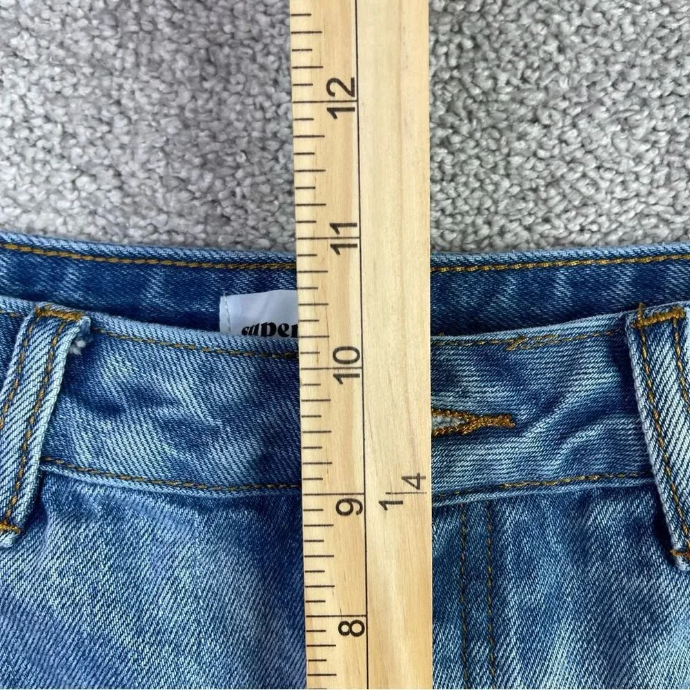 Superdown Cut Off Shorts Women’s 28 Blue High Rise Denim Button Fly Frayed Hem